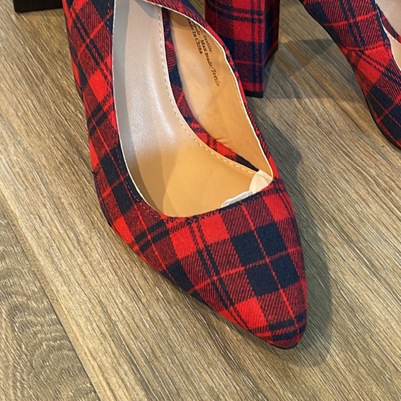 NIB Red Plaid slingback with chunky heel 😍 multiple sizes - Picture 3 of 6